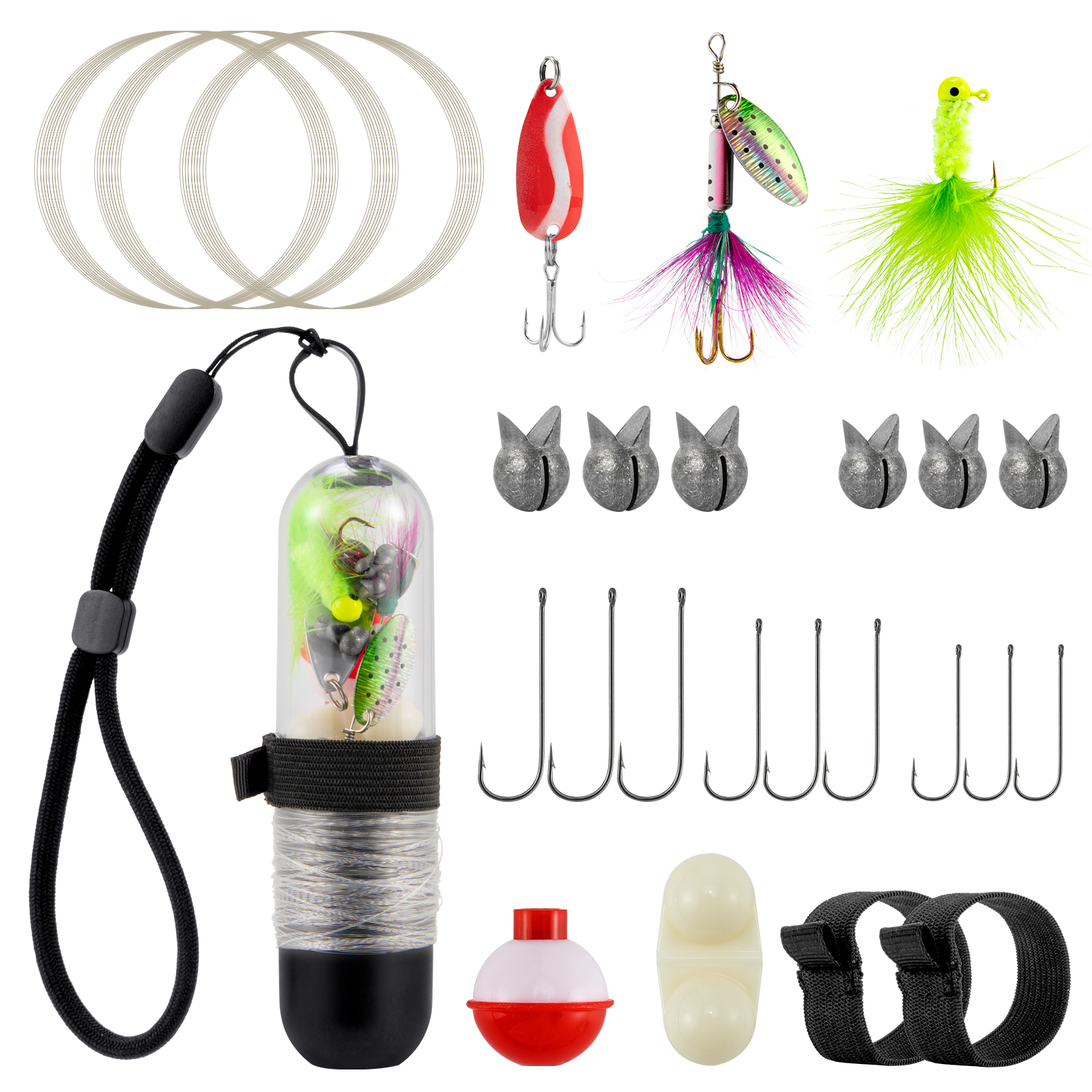 Bass Fishing Lure - 25pcs Survival Fishing Kit Pocket Reel