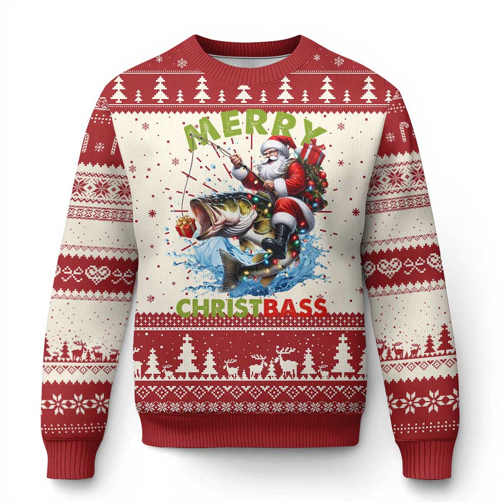 Bass Fishing Lure - Santa Claus Fishing Ugly Christmas Sweater