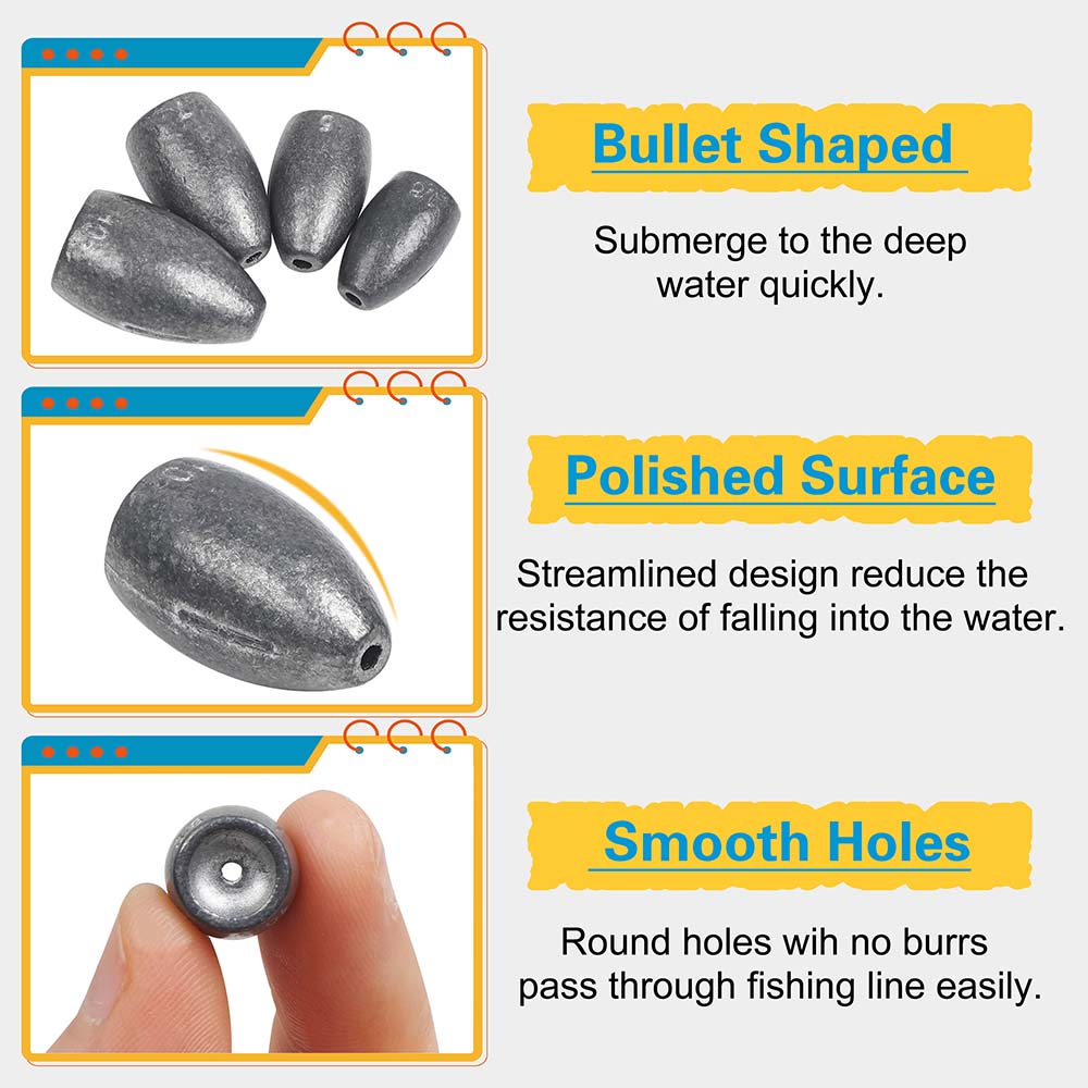 Bullet Fishing Sinkers Weights - Bass Fishing Lure のレビューと価格