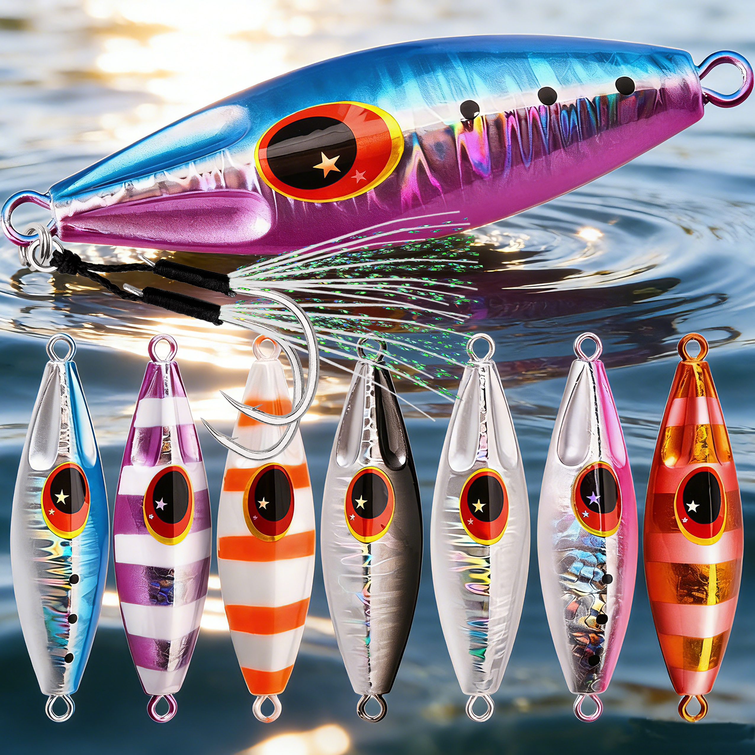 8pcs/lot Metal Jig Fishing Lur - Jig Head Lure のレビューと価格